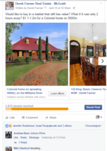 Facebook-Ad-Views-for-individual-property-advertisement-taregeting people who live in a cuburb